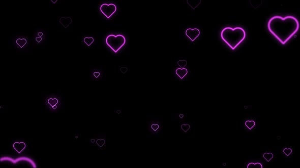 Glowing Purple Hearts Loop Alpha