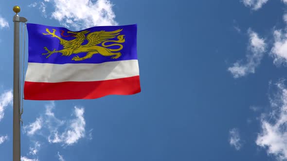 Rostock Hansestadt City Flag (Germany) On Flagpole