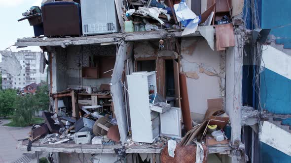 Multistorey Building Bombed During the War in Ukraine