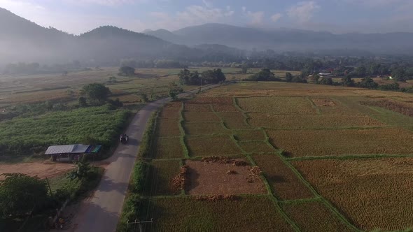 Countryside Village, Mountain Village in Phrae Province, ThailandAerial Shot