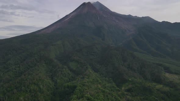 Time lapse aerial view of Merapi Mountain. Indonesia Volcano Landscape View.