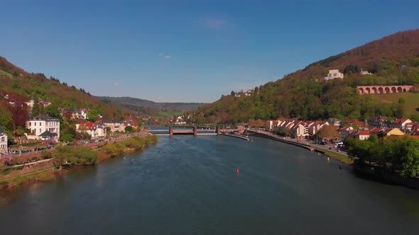 Beautiful top view of the Heidelberg castle and the old part of the city.