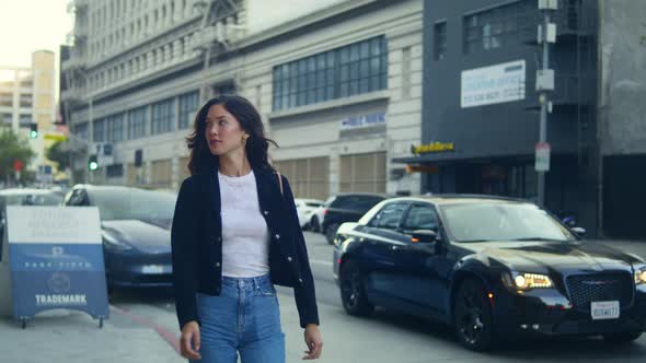 Stylish Lady Walking City Street