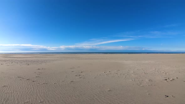 Cinematic footage on the beach. Aerial.