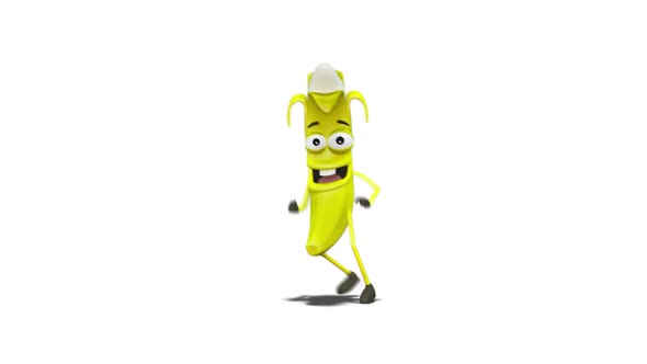 Banana Modern Dancing on White Background