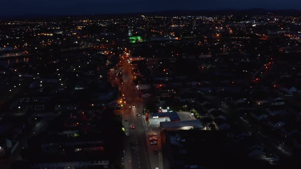 Aerial Panoramic Shot of Night City