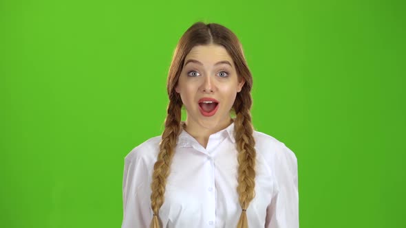 Teenager Shows a Thumbs Up . Green Screen
