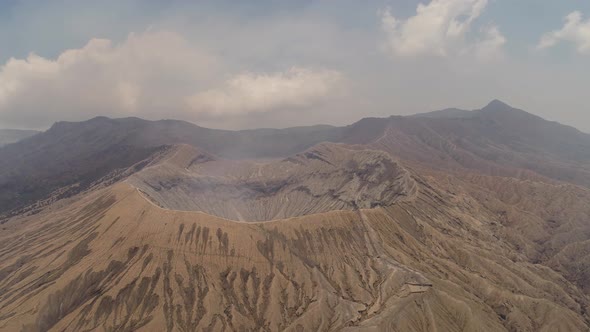 Mountain Landscape with an Active Volcano