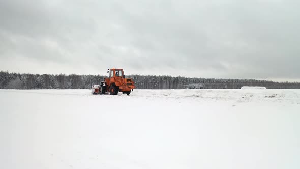 Snow clearing, Tractor clears the way after heavy snowfall