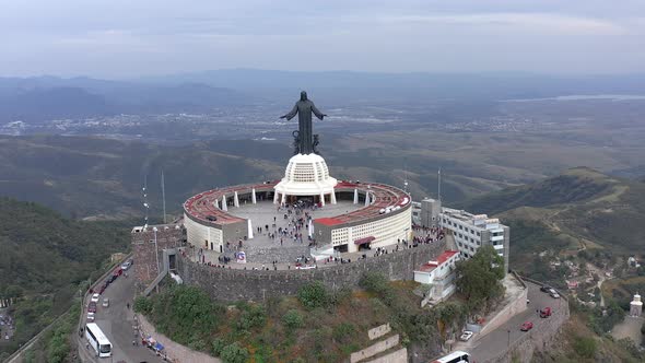 Aerial: Cristo Rey, travel, Guanajuato Mexico, drone view