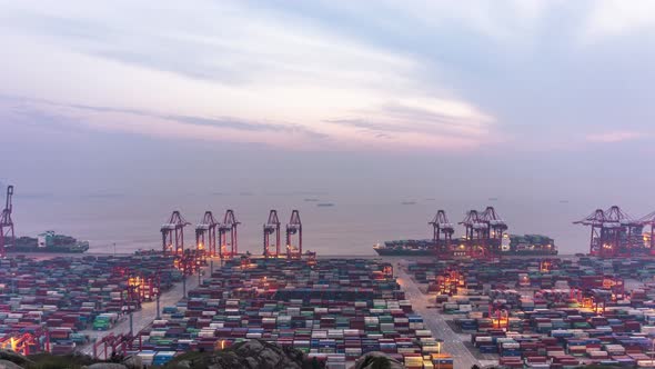 Timelapse of container terminal in Shanghai china