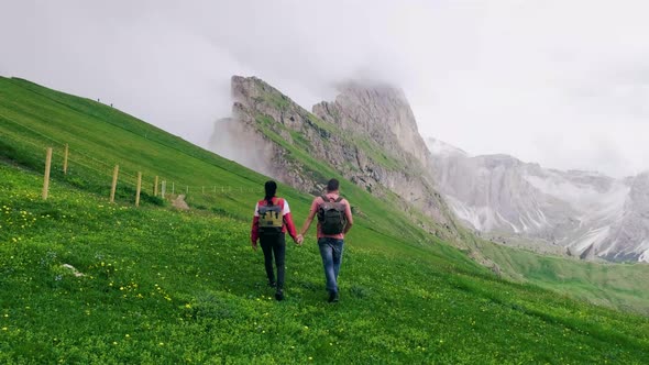 Hiking in the Italien Dolomites Amazing View on Seceda Peak