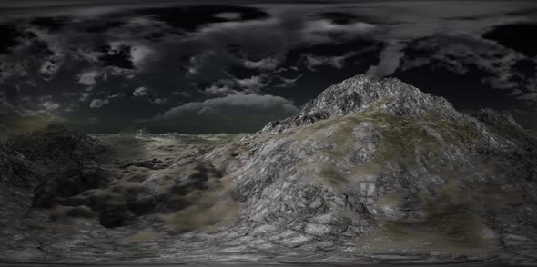 VR 360 Huge Dark Clouds Over Scottish Highlands