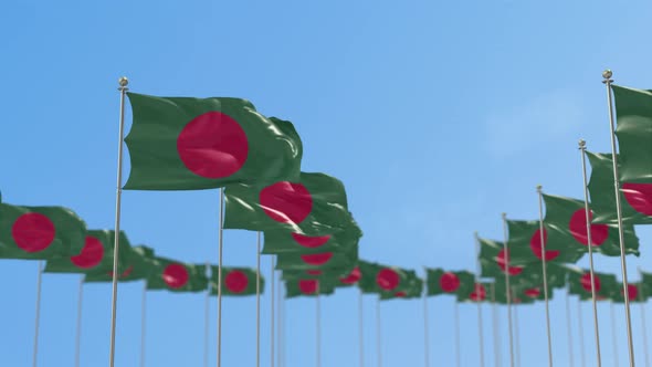 Bangladesh Row Of Flags 3D Animation