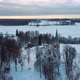 Aerial Top View of the Krimulda Evangelic Lutheran Church in Winter at Sunrise Latvia 4k Video - VideoHive Item for Sale