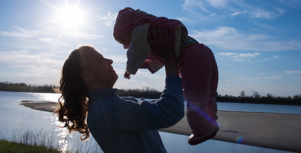 Happy Family Walking on River Bank 2 alt