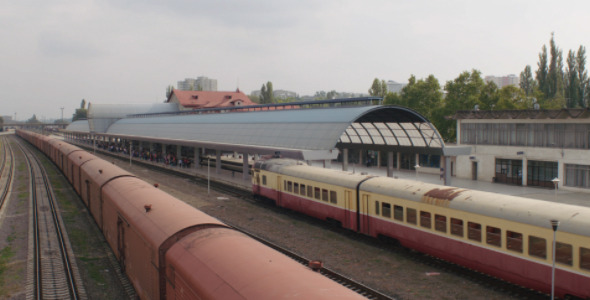 Chisinau Train Station Arrival Retro Train