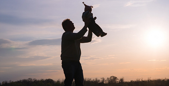 Happy Family Walking on River Bank 8