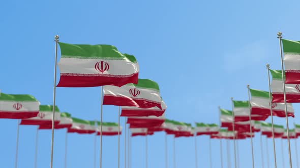 Iran Row Of Flags 3D Animation