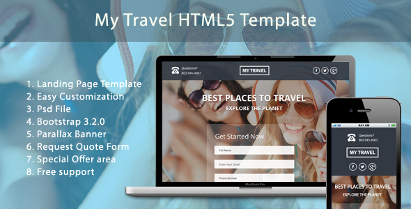  My Travel HTML5 Landing Page 