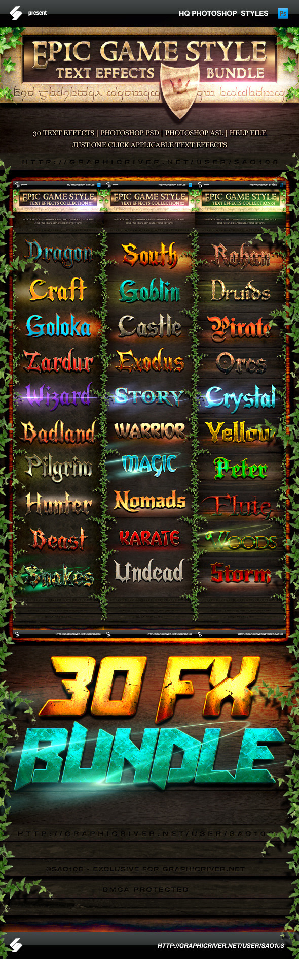 Epic Fantasy Game Style Text Effects - Bundle