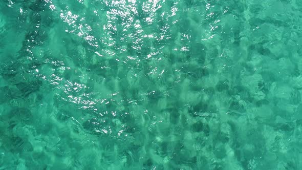 Psili Ammos beach on Serifos island in the Cyclades in Greece seen from the sky