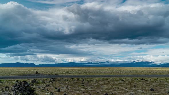 Clouds Move Over Over the Volcano Katla