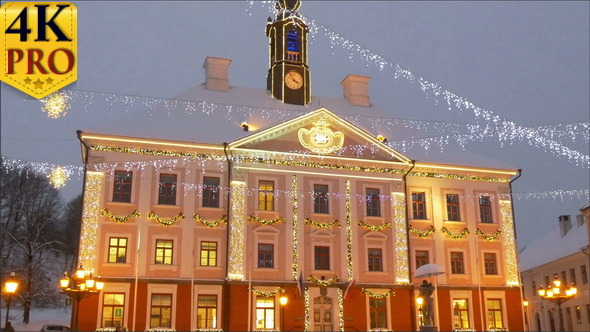 The Town Hall of Estonia With Lights