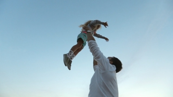 Father Takes Daughter In His Arms And Throws Up