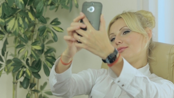 Beautiful Girl Doing Selfie On Phone