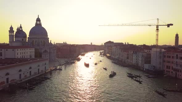 Venice Cityscape Aerial View Grand Canal San Marco Bell Tower Mark Square Italy