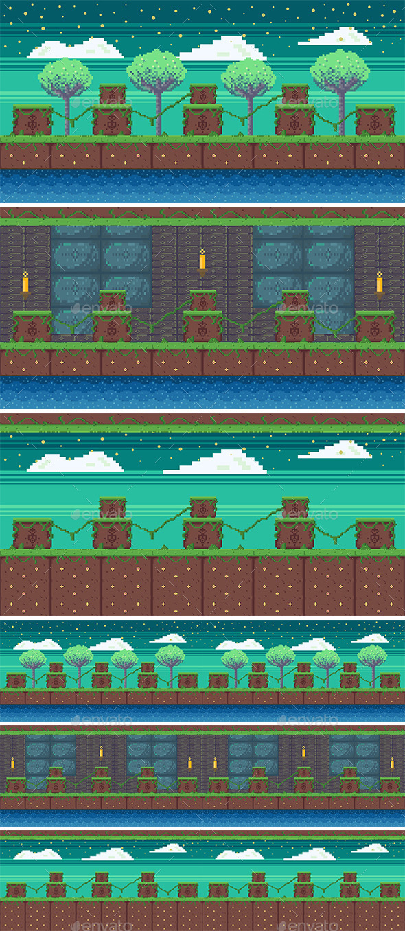 Nature Pixel Art Game Background