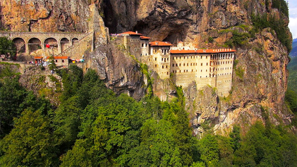 Flying Over the Sumela Monastery