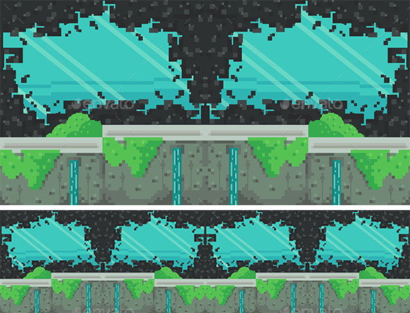 Temple Pixel Art Game Background