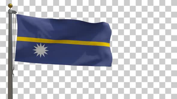 Nauru Flag on Flagpole with Alpha Channel