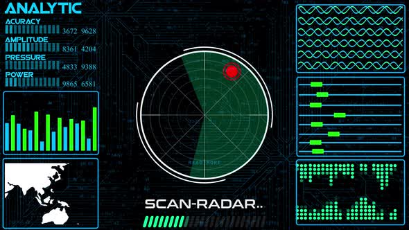 Technology radar HUD motion background. Vd 06