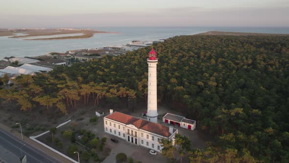 Vila Real de Santo António Lighthouse against river mouth and ocean