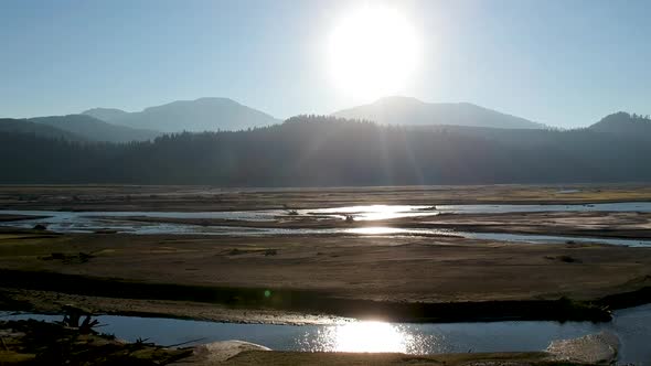 Aerial drone footage towards the end of summer at Alder Lake in Washington State USA.  Here we see a