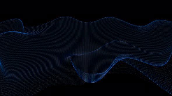 Abstract blue digital particle wave tech background