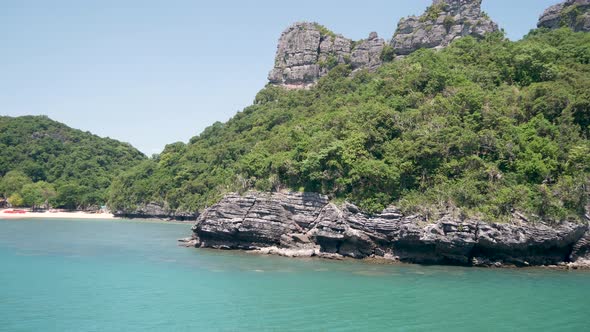 Group of Islands in Ocean at Ang Thong National Marine Park Near Touristic Samui Paradise Tropical