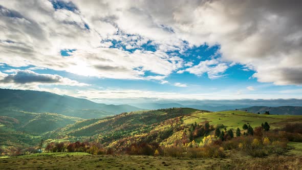 Time Lapse of Blue Sky with Clouds Over Mountain