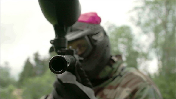 A Paintball Shooter Eyeing a Target