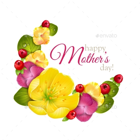 Greeting Card For Mothers Day With Flowers