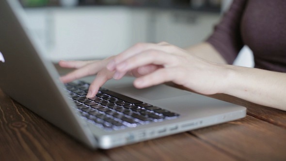 Woman Working On Laptop alt
