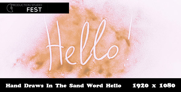 Hand Draws In The Sand Word Hello