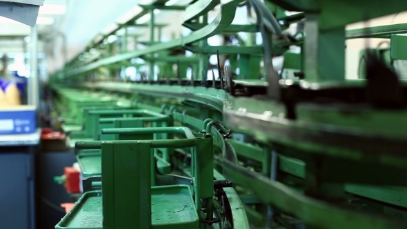 Conveyor In Workshop Production Of Footwear