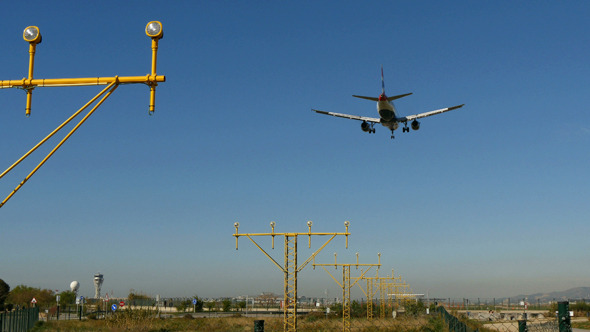 Commercial Aircraft Landing at Barcelona Airport