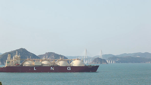LNG Tanker Sails along the Coast