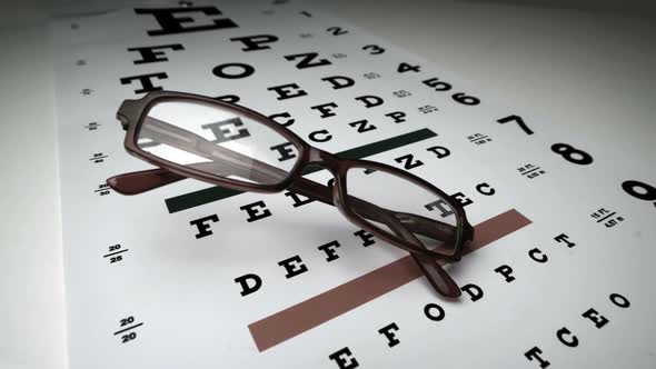 Black Glasses Falling Onto Eye Test