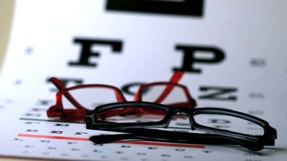 Two Pairs Of Glasses Falling Onto Eye Test